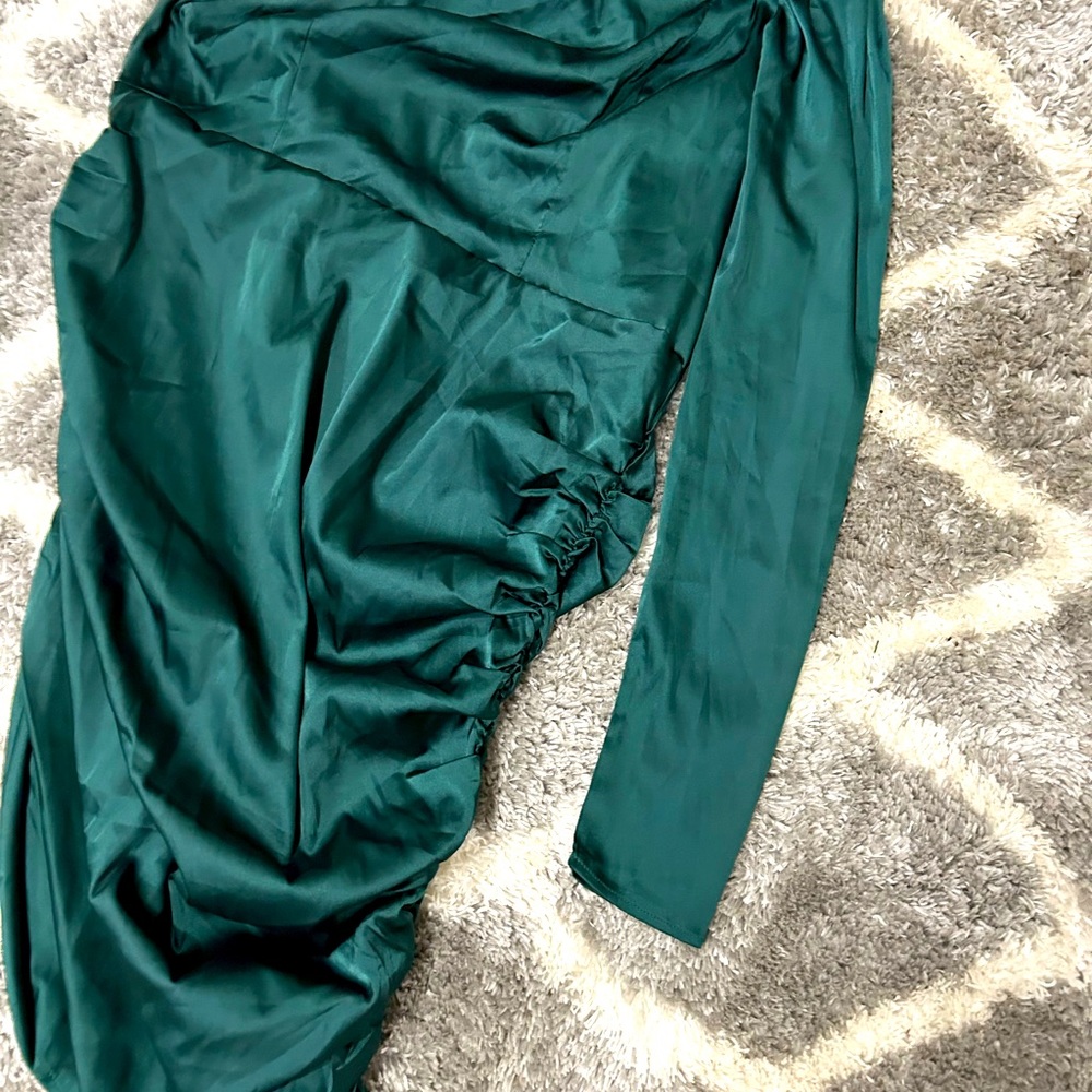Never worn asymmetrical emerald green dress
